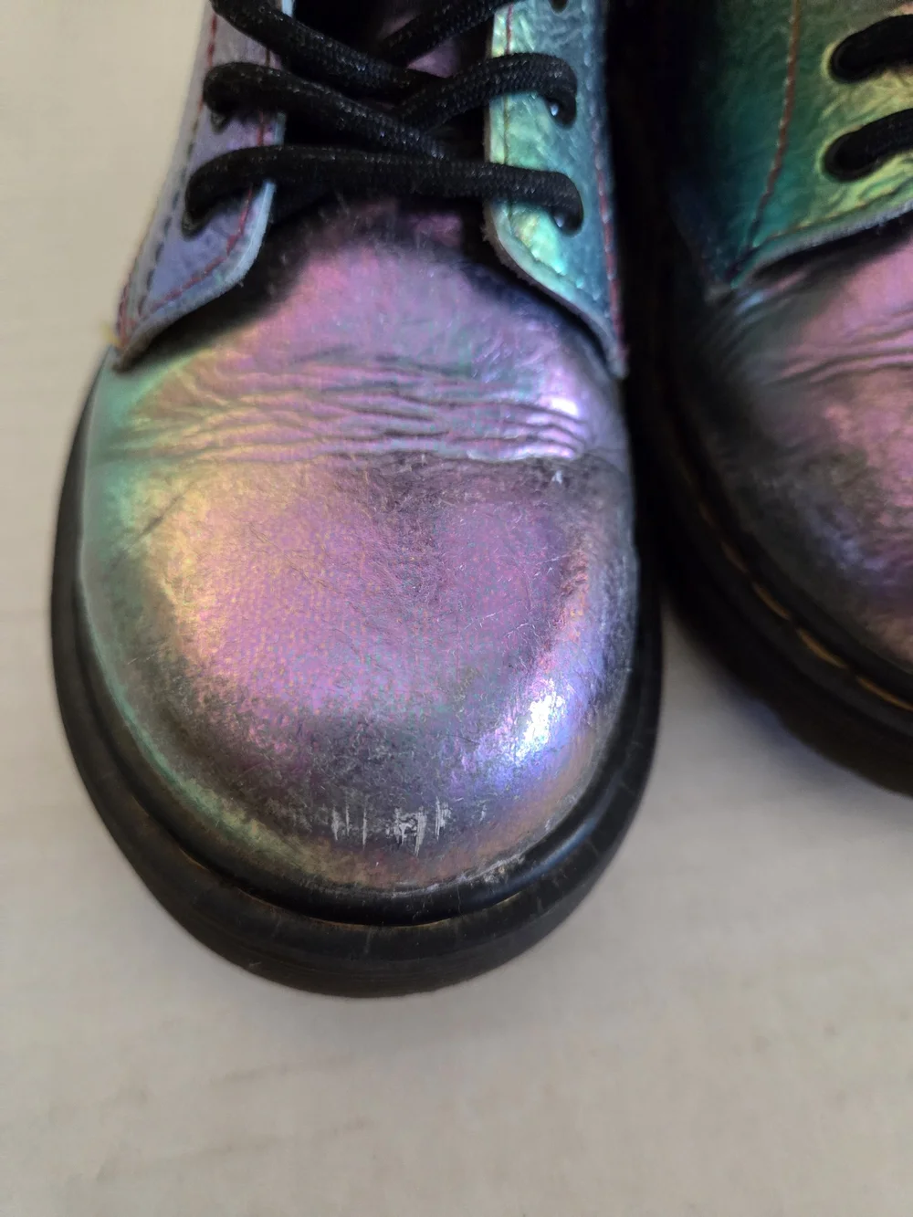 Kids Iridescent Rainbow Crinkle Dr Marten